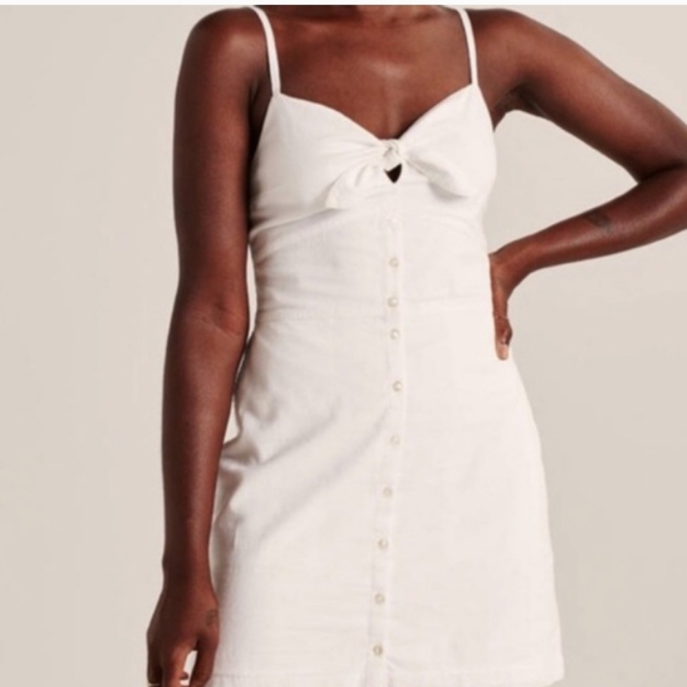 Abercrombie & Fitch White Mini Dress with Button Detail